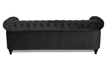 Chesterfield Lyx 3-sits Sammetssoffa - Djup soffa - Svart - Möbler - Vardagsrum - Soffor - 3-sits soffor