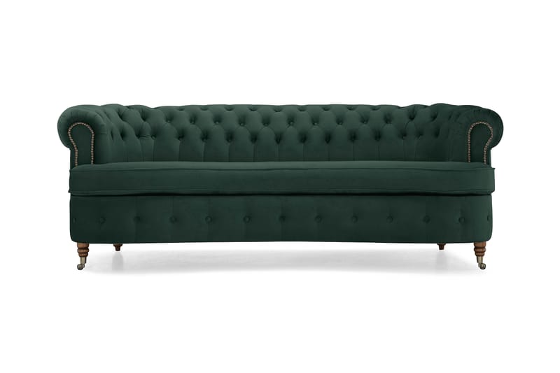 CHESTERFIELD Sammetssoffa 3-sits Svängd Mörkgrön - Sammetssoffor - 3-sits soffor - chesterfield soffor