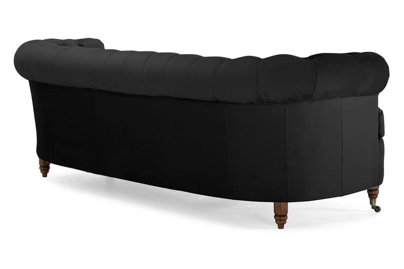 CHESTERFIELD Sammetssoffa 3-sits Svängd Svart - Möbler - Vardagsrum - Soffor - Sammetssoffor