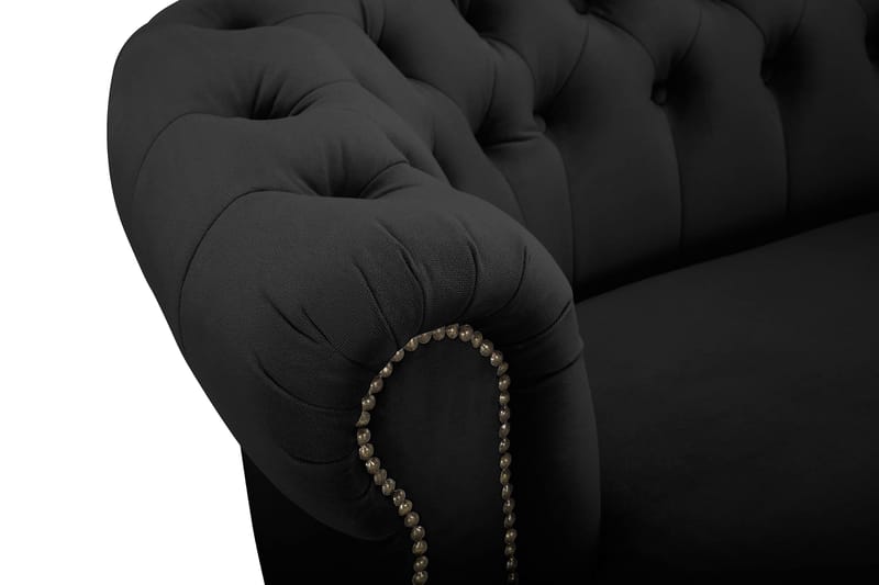 CHESTERFIELD Sammetssoffa 3-sits Svängd Svart - Möbler - Vardagsrum - Soffor - Sammetssoffor