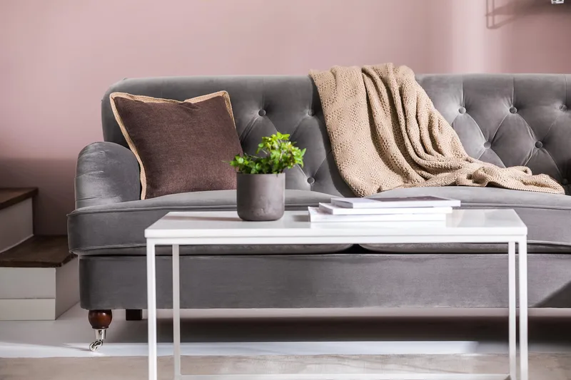 Howard Riviera 3-sits Sammetssoffa - Ljusgrå - Möbler - Vardagsrum - Soffor - Sammetssoffor