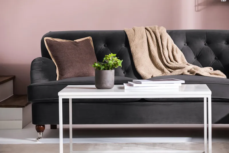 Howard Riviera 3-sits Sammetssoffa - Mörkgrå - Möbler - Vardagsrum - Soffor - Sammetssoffor