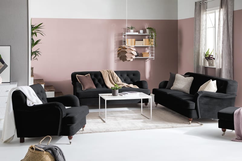 Howard Riviera 3-sits Sammetssoffa - Svart - Möbler - Vardagsrum - Soffor - Sammetssoffor