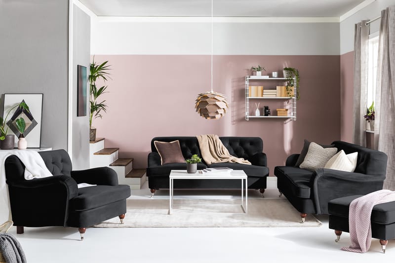 Howard Riviera 3-sits Sammetssoffa - Svart - Möbler - Vardagsrum - Soffor - Sammetssoffor