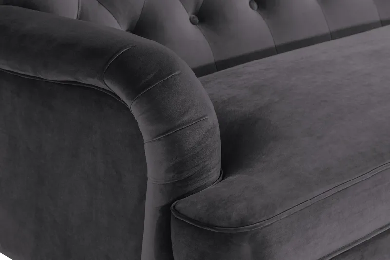 Howard Riviera 3-sits Svängd Sammetssoffa - Mörkgrå - Möbler - Vardagsrum - Soffor - Sammetssoffor