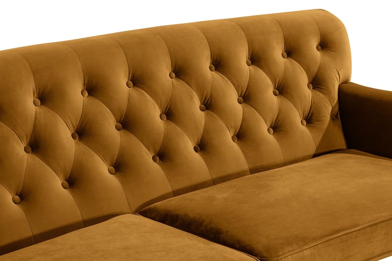 Howard Riviera 3-sits Svängd Sammetssoffa - Mörkgul - Möbler - Vardagsrum - Soffor - Sammetssoffor