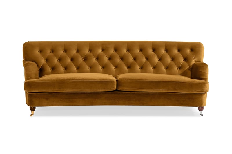 Howard Riviera 3-sits Svängd Sammetssoffa - Mörkgul - Möbler - Vardagsrum - Soffor - Sammetssoffor