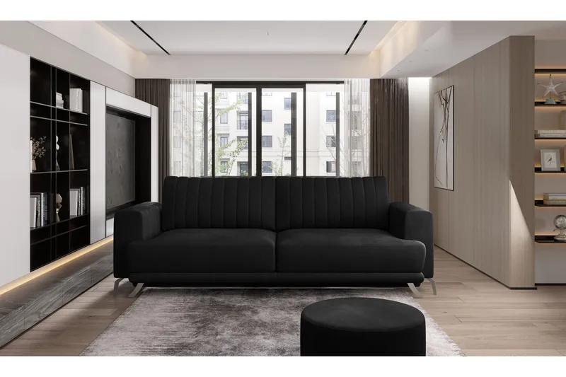 Jalissia 3-sits Soffa - Svart - Möbler - Vardagsrum - Soffor - Sammetssoffor
