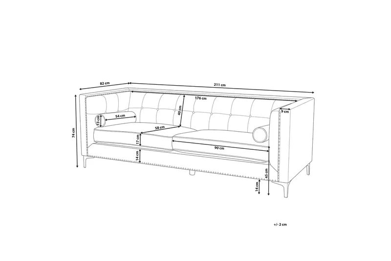Llawhaden Soffa Sammet - Blå - Möbler - Vardagsrum - Soffor - Sammetssoffor