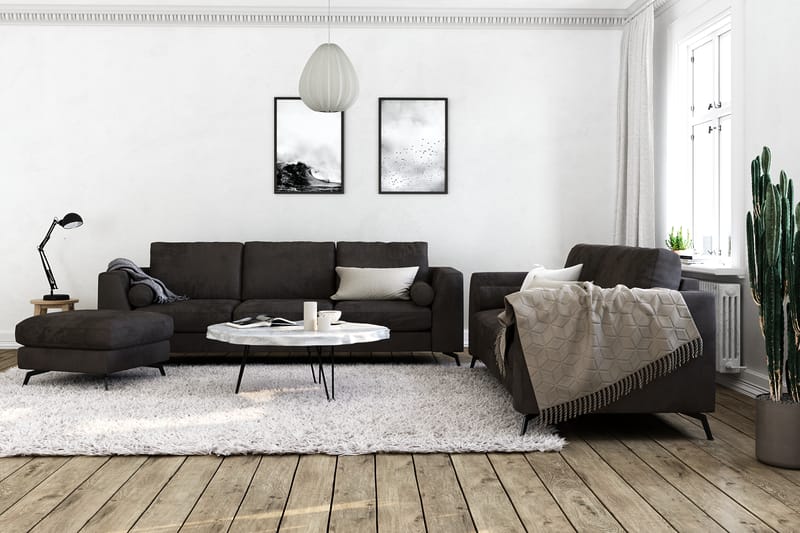 NASHVILLE LYX 4-sits Soffa Sammet Mörkgrå - Sammetssoffor - 3-sits soffor