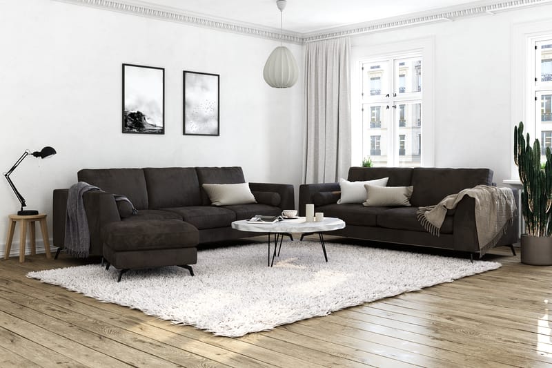 NASHVILLE LYX 4-sits Soffa Sammet Mörkgrå - Sammetssoffor - 3-sits soffor