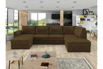 Taberk Soffa med Divan och Schäslong 4-sits - Brun - Möbler - Vardagsrum - Soffor - Sammetssoffor