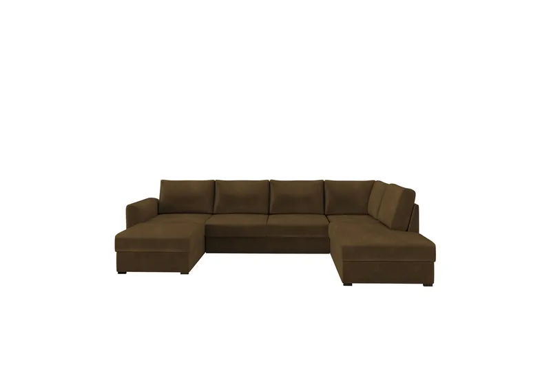 Taberk Soffa med Divan och Schäslong 4-sits, Brun