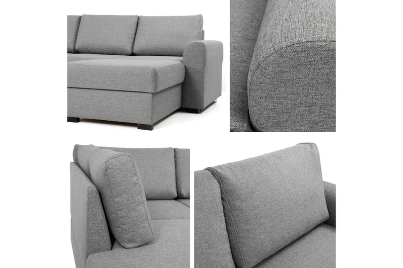 Taberk Soffa med Divan och Schäslong 4-sits - Grå - Möbler - Vardagsrum - Soffor - Sammetssoffor