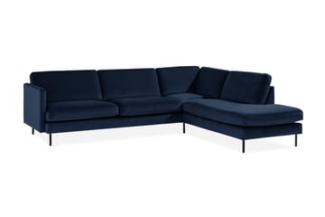 Teodin 2,5-sits Sammetssoffa med Schäslong Höger - Blå - Möbler - Vardagsrum - Soffor - Sammetssoffor