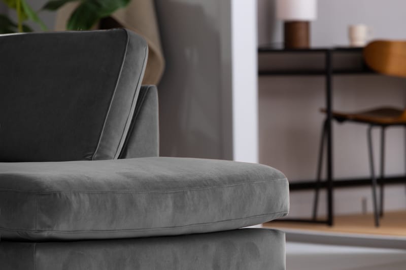 Teodin 2,5-sits Sammetssoffa med Schäslong Höger - Ljusgrå - Möbler - Vardagsrum - Soffor - Sammetssoffor