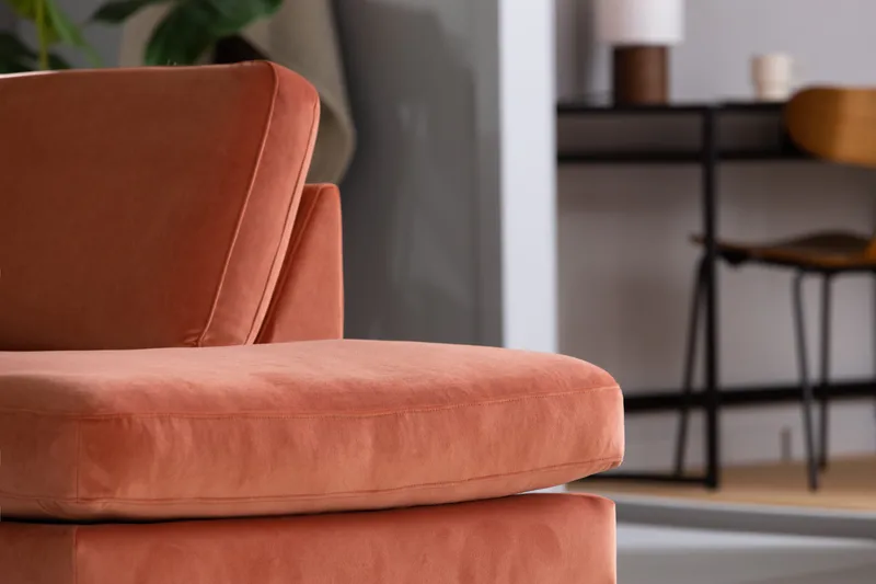 Teodin 2,5-sits Sammetssoffa med Schäslong Höger - Rosa - Möbler - Vardagsrum - Soffor - Sammetssoffor
