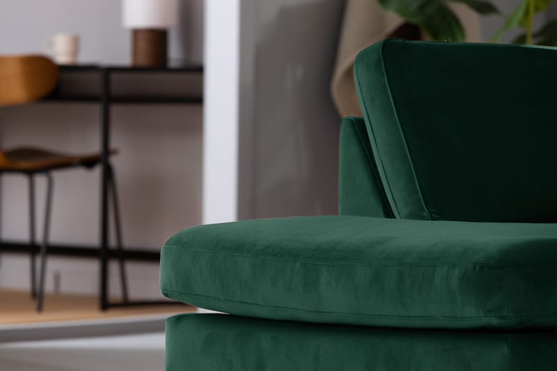 Teodin 2,5-sits Sammetssoffa med Schäslong Vänster - Grön - Möbler - Vardagsrum - Soffor - Sammetssoffor