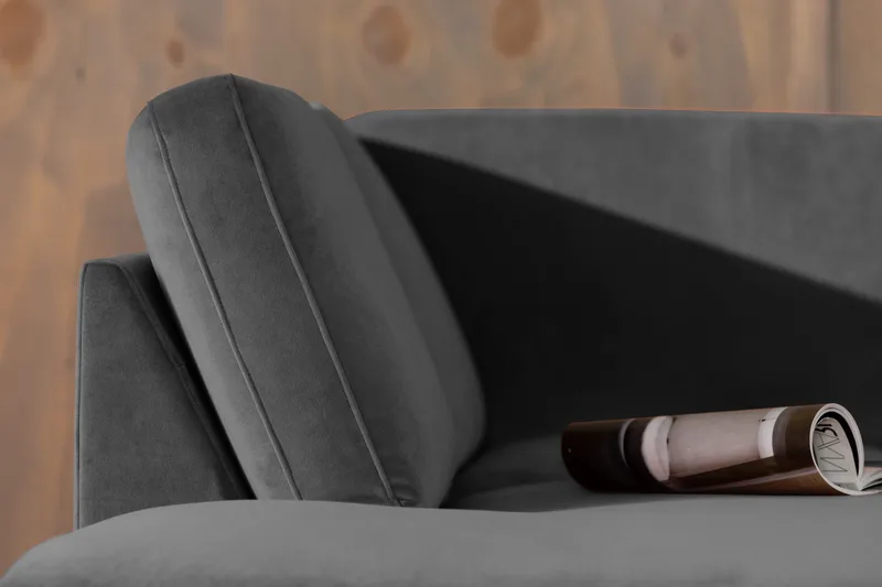 Teodin 2,5-sits Sammetssoffa med Schäslong Vänster - Ljusgrå - Möbler - Vardagsrum - Soffor - Sammetssoffor