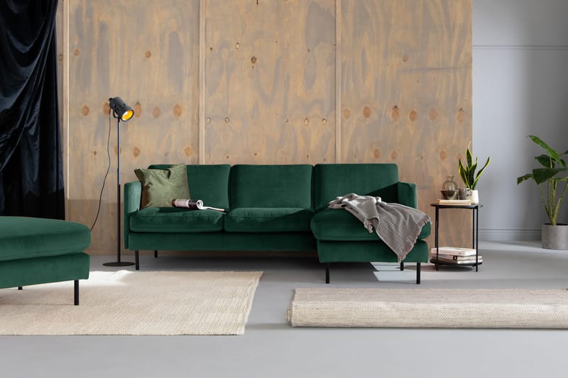 Teodin Sammetssoffa 2-sits med Divan Höger - Grön - Möbler - Vardagsrum - Soffor - Sammetssoffor