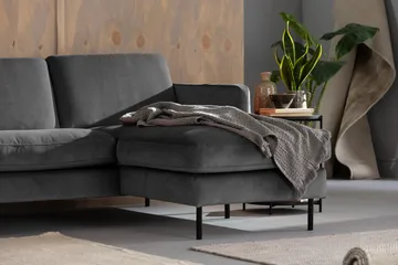 Teodin Sammetssoffa 2-sits med Divan Höger - Ljusgrå - Möbler - Vardagsrum - Soffor - Divansoffa & schäslong