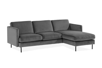Teodin Sammetssoffa 2-sits med Divan Höger - Ljusgrå - Möbler - Vardagsrum - Soffor - Divansoffa & schäslong