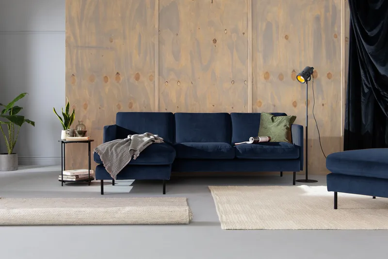 Teodin Sammetssoffa 2-sits med Divan Vänster - Blå - Möbler - Vardagsrum - Soffor - Sammetssoffor