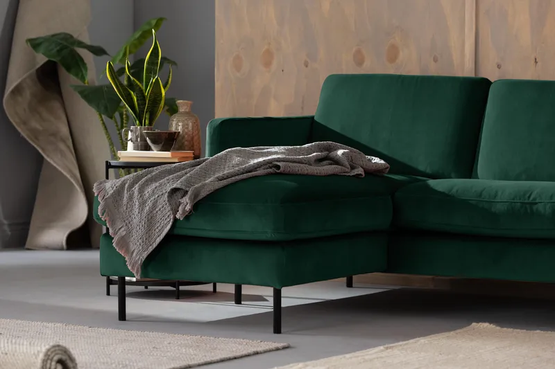 Teodin Sammetssoffa 2-sits med Divan Vänster - Grön - Möbler - Vardagsrum - Soffor - Sammetssoffor