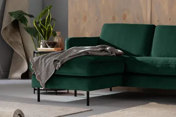 Teodin Sammetssoffa 2-sits med Divan Vänster - Grön - Möbler - Vardagsrum - Soffor - Sammetssoffor