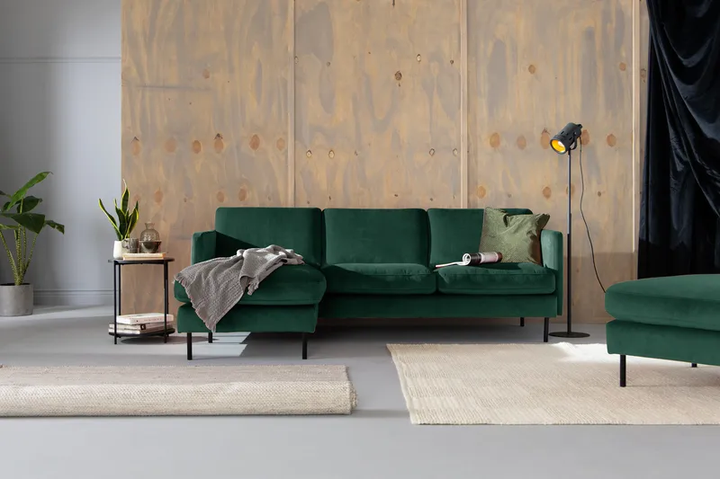 Teodin Sammetssoffa 2-sits med Divan Vänster - Grön - Möbler - Vardagsrum - Soffor - Sammetssoffor