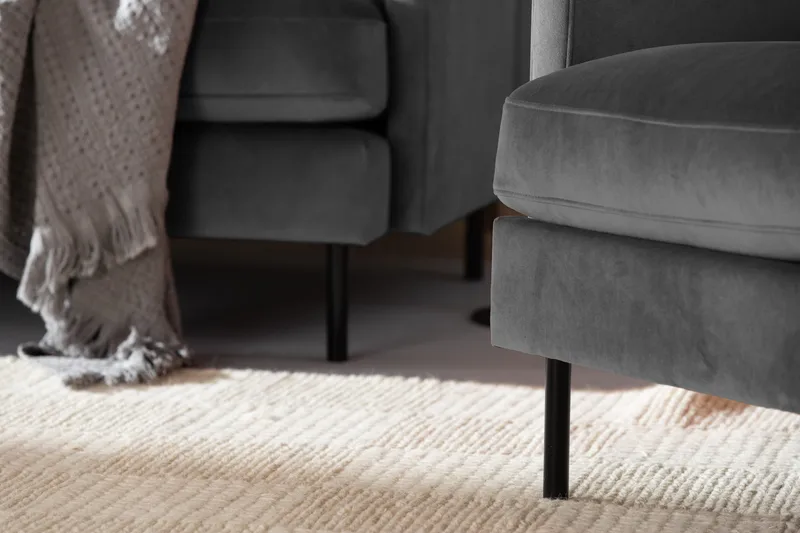 Teodin Sammetssoffa 2-sits med Divan Vänster - Ljusgrå - Möbler - Vardagsrum - Soffor - Sammetssoffor