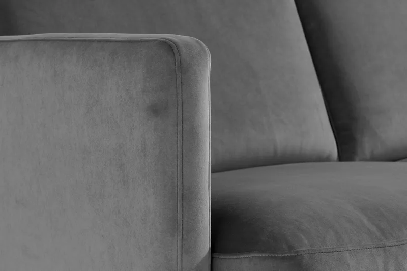 Teodin Sammetssoffa 2-sits med Divan Vänster - Ljusgrå - Möbler - Vardagsrum - Soffor - Sammetssoffor