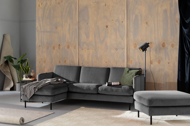 Teodin Sammetssoffa 2-sits med Divan Vänster - Ljusgrå - Möbler - Vardagsrum - Soffor - Sammetssoffor