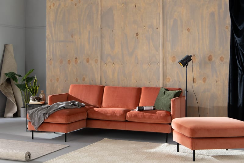 Teodin Sammetssoffa 2-sits med Divan Vänster - Rosa - Möbler - Vardagsrum - Soffor - Sammetssoffor