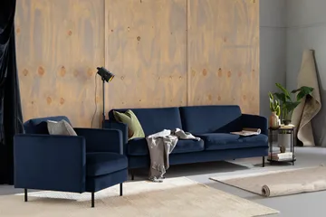 Teodin Sammetssoffa 3-sits - Blå - Möbler - Vardagsrum - Soffor - Sammetssoffor