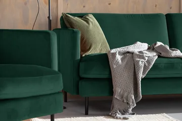 Teodin Sammetssoffa 3-sits - Grön - Möbler - Vardagsrum - Soffor - Sammetssoffor