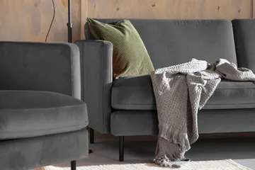 Teodin Sammetssoffa 3-sits - Ljusgrå - Möbler - Vardagsrum - Soffor - 3-sits soffor