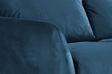 Trend 3-sits Rektangulär Sammetssoffa med Svängda Armstöd - Blå - Möbler - Vardagsrum - Soffor - Sammetssoffor