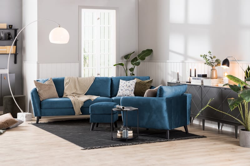 Trend 3-sits Sammetssoffa - Blå - Möbler - Vardagsrum - Soffor - Sammetssoffor