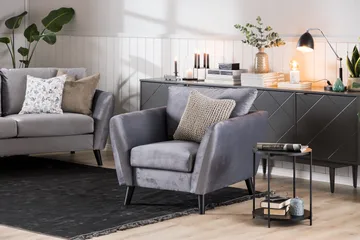 Trend 3-sits Sammetssoffa - Ljusgrå - Möbler - Vardagsrum - Soffor - 3-sits soffor