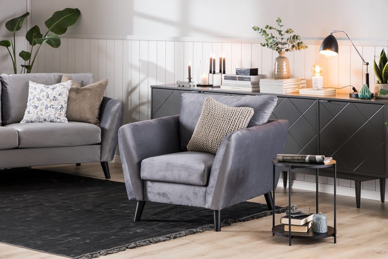 Trend 3-sits Sammetssoffa - Ljusgrå - Möbler - Vardagsrum - Soffor - Sammetssoffor