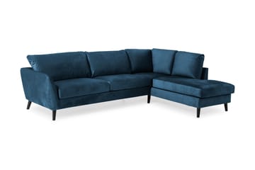 Trend 4-sits Högervänd L-formad Schäslongsoffa i Sammet - Blå - Möbler - Vardagsrum - Soffor - Sammetssoffor