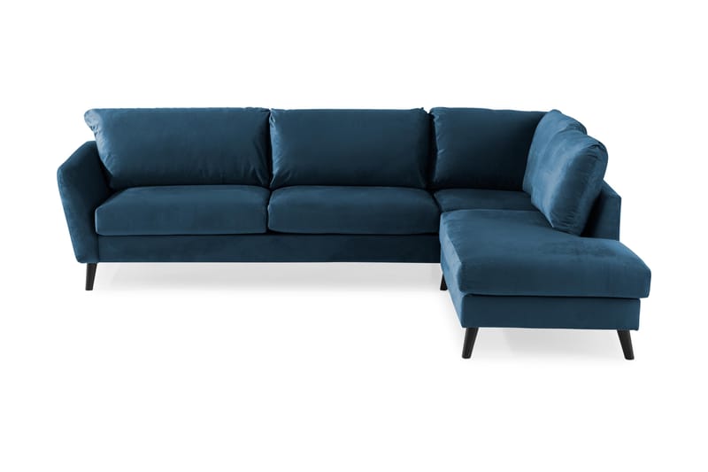 Trend 4-sits Högervänd L-formad Schäslongsoffa i Sammet - Blå - Möbler - Vardagsrum - Soffor - Sammetssoffor