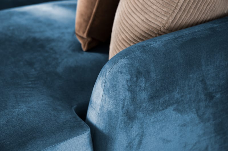 Trend 4-sits Högervänd L-formad Schäslongsoffa i Sammet - Blå - Möbler - Vardagsrum - Soffor - Sammetssoffor