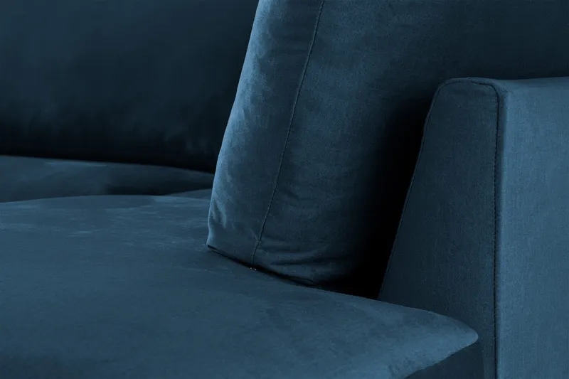 Trend 4-sits Högervänd L-formad Schäslongsoffa i Sammet - Blå - Möbler - Vardagsrum - Soffor - Sammetssoffor