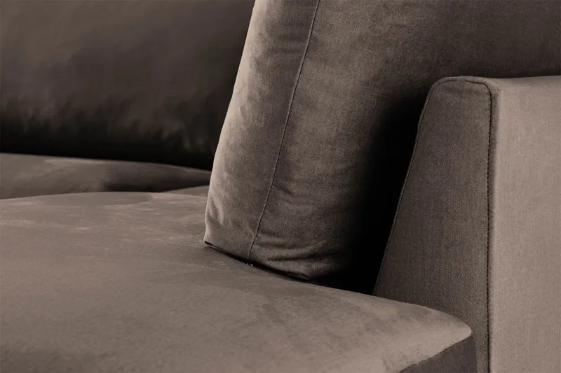 Trend 4-sits Högervänd L-formad Schäslongsoffa i Sammet - Brun - Möbler - Vardagsrum - Soffor - Sammetssoffor