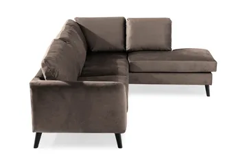 Trend 4-sits Högervänd L-formad Schäslongsoffa i Sammet - Brun - Möbler - Vardagsrum - Soffor - Divansoffa & schäslong
