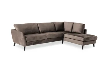 Trend 4-sits Högervänd L-formad Schäslongsoffa i Sammet - Brun - Möbler - Vardagsrum - Soffor - Divansoffa & schäslong