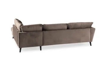 Trend 4-sits Högervänd L-formad Schäslongsoffa i Sammet - Brun - Möbler - Vardagsrum - Soffor - Divansoffa & schäslong