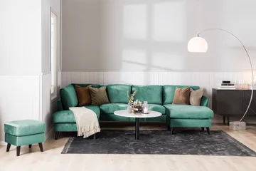 Trend 4-sits Högervänd L-formad Schäslongsoffa i Sammet - Grön - Möbler - Vardagsrum - Soffor - Sammetssoffor